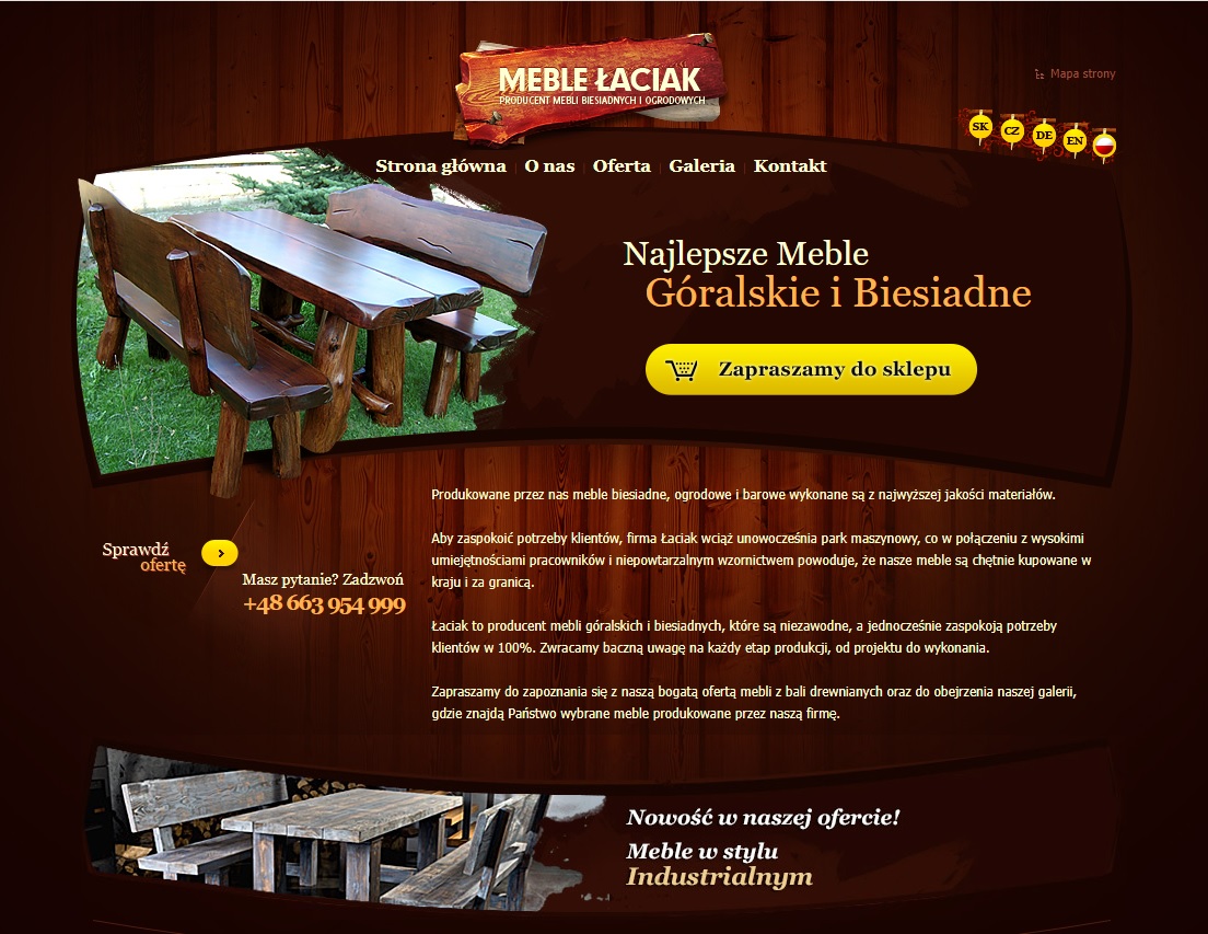 Strona www Meble Łaciak Twórca Biesiadnych i Ogrodowych Wyjątków